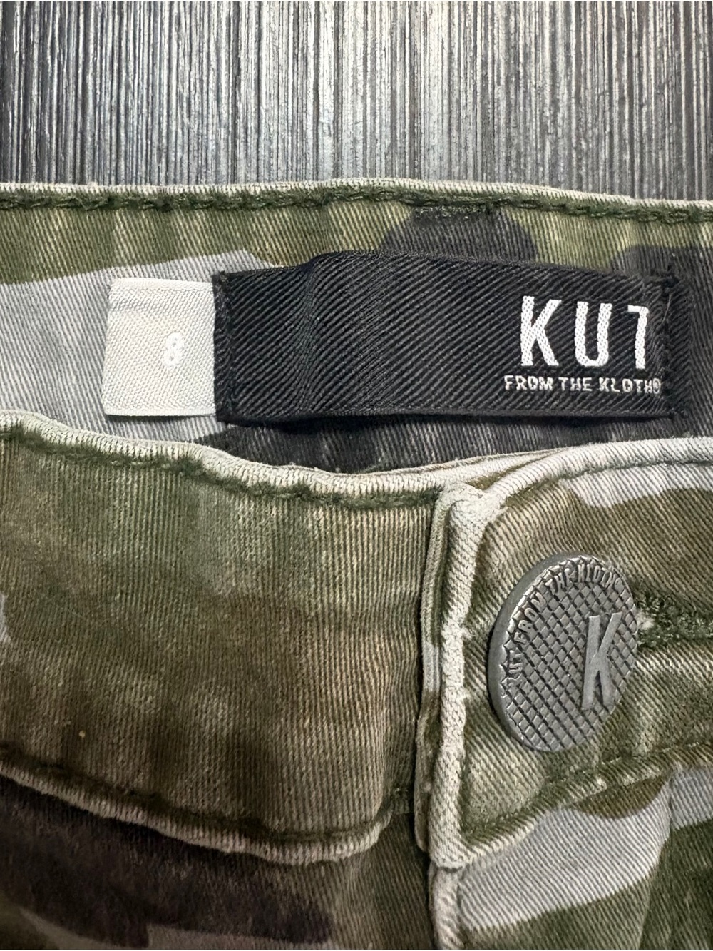 Kut from the Kloth Green Camo Shorts with Button Detail - Picture 2 of 3